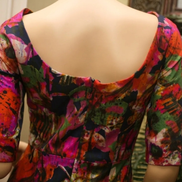 ERDEM MELANIE SCOOPBACK YSTAD FLORAL 3/4 SLEEVE PENCIL DRESS UK10/US6 NWOT - Picture 11 of 16